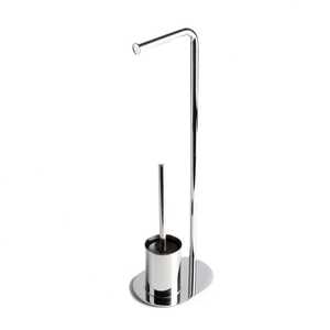 Chrome Toilet Roll and Brush Holder Set Oval Steel Base