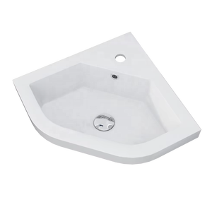Minimalist White Resin Corner Basin Wall Hung Integrated Triangular Vanity Sink Resin Wash Basin for Tiny Bathroom