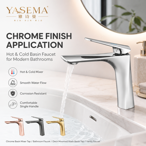 Rose Gold Chrome Gunmetal Gold Deck Mounted Wash Basin Faucet