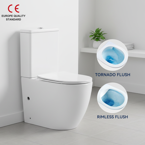 Contemporary Tornado Rimless Dual-Flush Two-Piece Toilet
