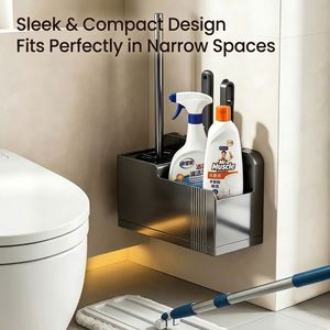 Concealed ABS Suction Cup Toilet Brush Holder Set No-Drill
