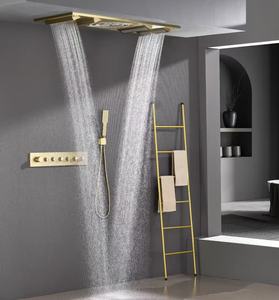 Conceal Installation Thermostat Shower LED Rainfall Set Led 5 Ways Bathroom Shower System
