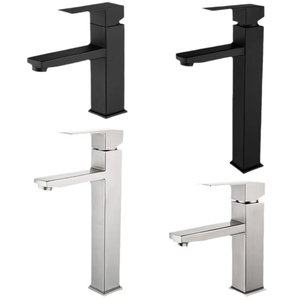 304 Stainless Steel Square Black Basin Faucet
