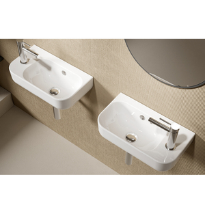 Modern Luxury Corner Wall-Mounted Polished Ceramic Porcelain Sink with Drainer 9L Capacity Bathroom Washbasin
