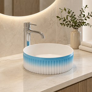 Handmade ZOGII Modern Design Ceramic Matte Black Fluted Above Counter 5L Capacity 2-Year Warranty Wash Basin for Hotels