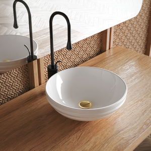 Modern Round Fluted Ceramic Countertop Basin Multiple Colors Bathroom Art Vessel Sink for Hotel Luxury Vanity Sanitary Ware